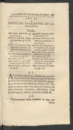 Sect. XI. de Officiis Parentum Et Liberorum.