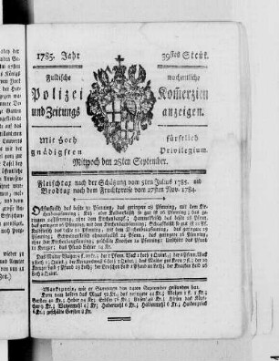 39tes Stück., Ausgabe vom 28. September 1785