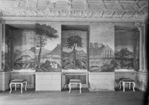 Tapetenzyklus mit Darstellung des griechischen Freiheitskampfes : Ruppersdorf, Herrenhaus Niederruppersdorf, Inneres, Speisesaal (sog. Tapetenzimmer oder Türkenzimmer),