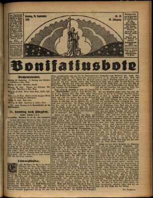 Erste Ausgabe vom Sonntag, den 20. September 1931.