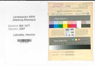 Entnazifizierung Heinrich Letmathe , geb. 20.03.1891 (Polizist)