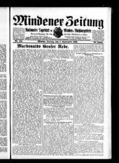 Mindener Zeitung : nationales Tageblatt für Minden u. Nachbargebiete : General-Anzeiger für den nördl. Reg.-Bezirk Minden