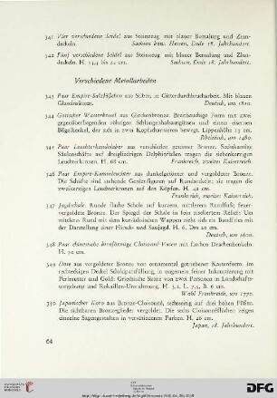 Verschiedene Metallarbeiten (Nr. 343-356)