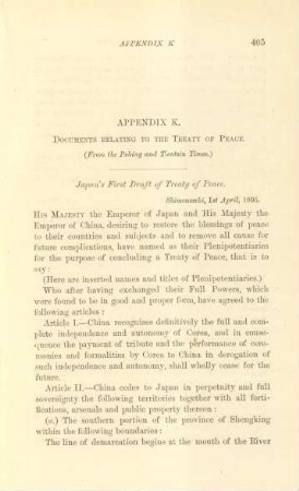 Appendix K. Documents relating to the Treaty of Peace