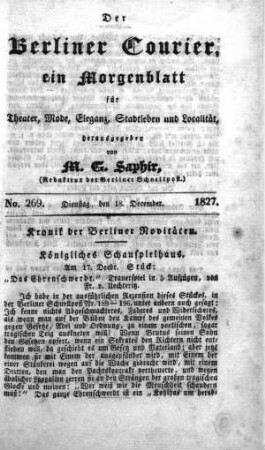No. 269, Dienstag, den 18. December 1827