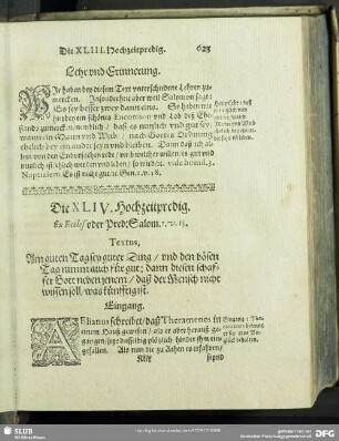 Die XLIV. Hochzeitpredig. Ex Eccles. oder Pred:Salom.7.v.15