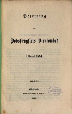 Beretning om Bodsfængslets virksomhed. 1854 (1855)