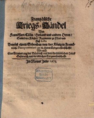 Frantzösische Krieges-Händel