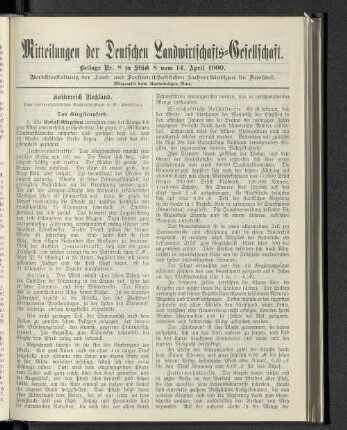 Beilage Nr. 8 zu Stück 8 vom 14. April 1900.
