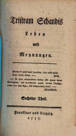Tristram Schandis Leben und Meynungen, 6
