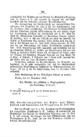 Unterhaltungspflicht bei Küster- und Schulhäusern nach Emanation des Gesetzes vom 21. Juli 1846 : [V. Elementarschulwesen]