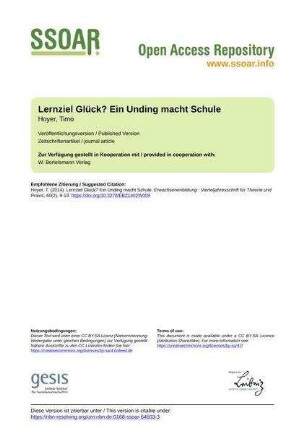 Lernziel Glück? Ein Unding macht Schule