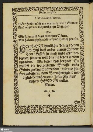 Gebet nach der Litaney