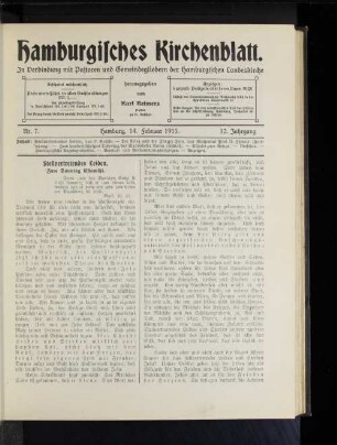 Nr. 7. Hamburg, 14. Februar 1915. 12. Jahrgang.