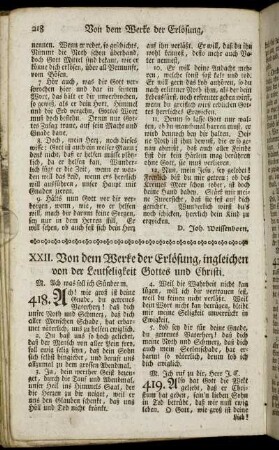 XXII. Von dem Werke der Erlösung, ingleichen von der Leutseligkeit Gottes und Christi. - XXVII. Vom wahren und falschen Christenthum.