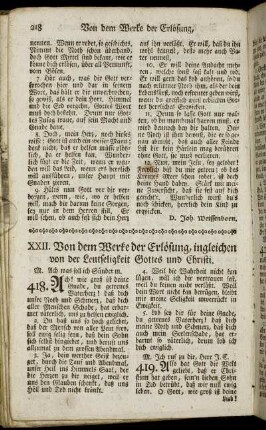 XXII. Von dem Werke der Erlösung, ingleichen von der Leutseligkeit Gottes und Christi. - XXVII. Vom wahren und falschen Christenthum.