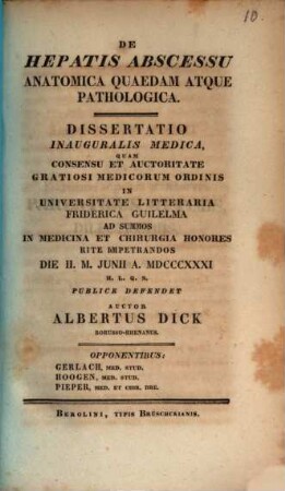 De hepatis abscessu anatomica quaedam atque pathologica : Diss. inaug. med.