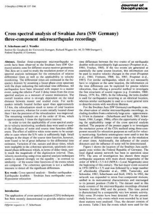 Cross spectral analysis of Swabian Jura (SW Germany) three-component microearthquake recordings