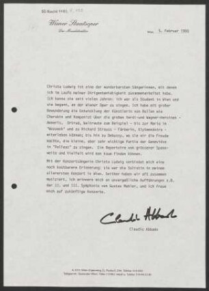 Kurzer Text von C. Abbado über Christa Ludwig
