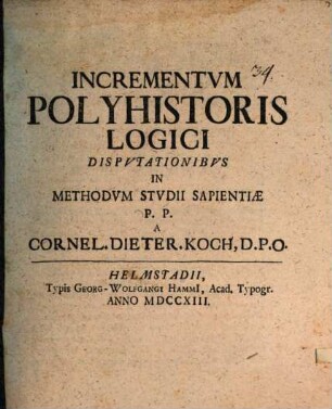 Incrementum polyhistoris logici : (cap. IV. logica patriarcharum)