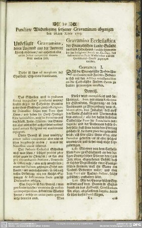 Punctirte Widerlegung sothaner Gravaminum abgangen den 26.ten X.bris 1703