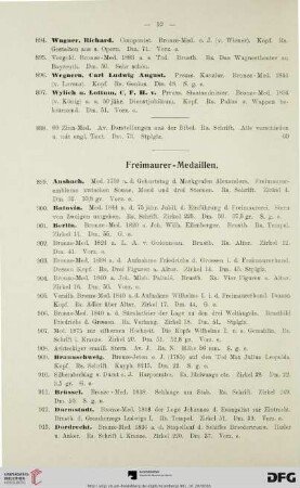 Freimaurer-Medaillen (Nr. 899-941)