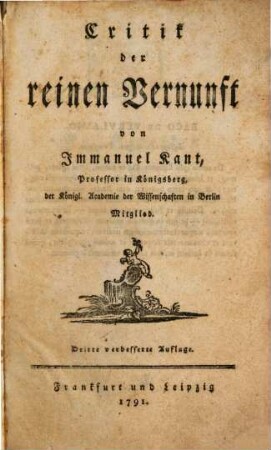 Critik der reinen Vernunft