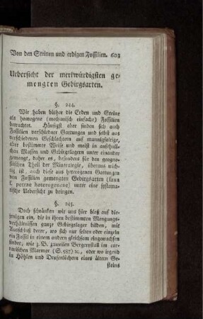 Übersicht der merkwürdigsten gemengten Gebirgsarten.