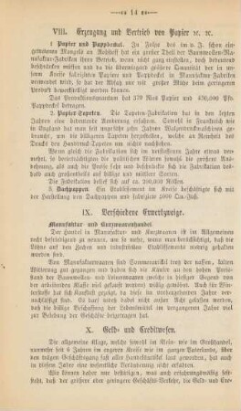 VIII. Erzeugung und Vertrieb von Papier.