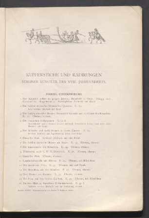 Kupferstiche und Radirungen Berliner Künstler des XVIII Jahrhunderts