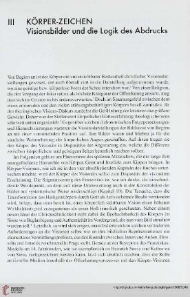 III: Körper-Zeichen. Visionsbilder und die Logik des Abdrucks