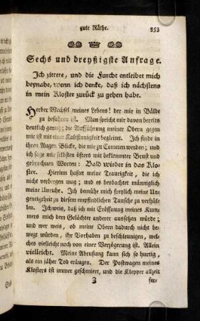 353-364, Sechs und dreyßigste Anfrage
