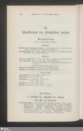 III. Ministerium des Königlichen Hauses