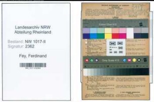 Entnazifizierung Ferdinand Fey , geb. 21.11.1872 (Rentner)
