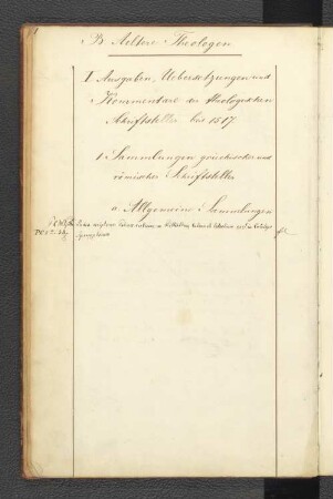 1. Sammlungen Griechischer und Römischer Schriftsteller