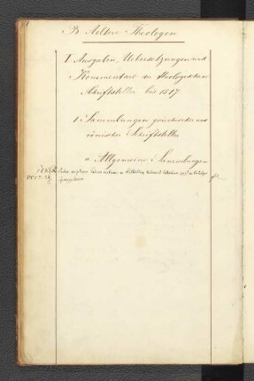 1. Sammlungen Griechischer und Römischer Schriftsteller
