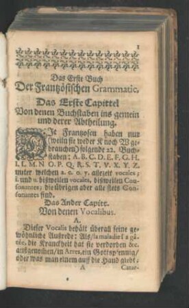Das Ander Capitt. Von denen Vocalibus.