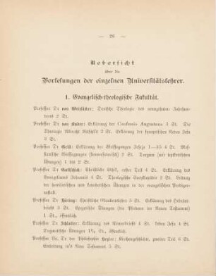 26-35, Uebersicht über die Vorlesungen der einzelnen Universitätslehrer