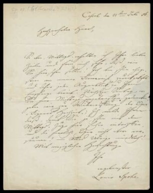 Brief von Louis Spohr an Adrianus Catharinus Gerardus Vermeulen