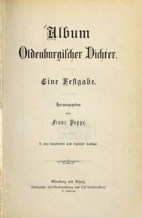 Album Oldenburgischer Dichter : Eine Festgabe