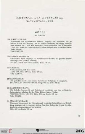 C. Möbel (Nr. 219-250)