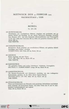 C. Möbel (Nr. 219-250)