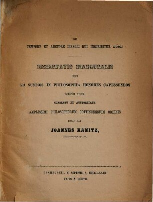 De tempore et auctore libelli qui inscribitur póroi
