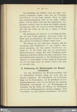 D. Bestimmung der Belichtungszeit von Momentverschlüssen