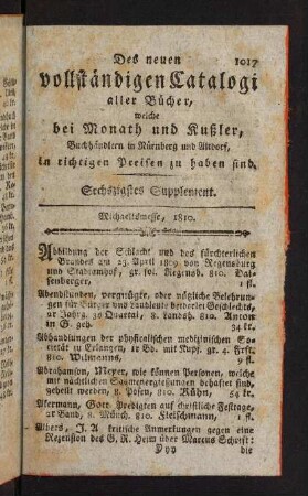 1017-1072, Sechzigstes Supplement