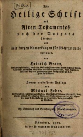 Die Heilige Schrift des Alten Testamentes, [1]. Altes Testament