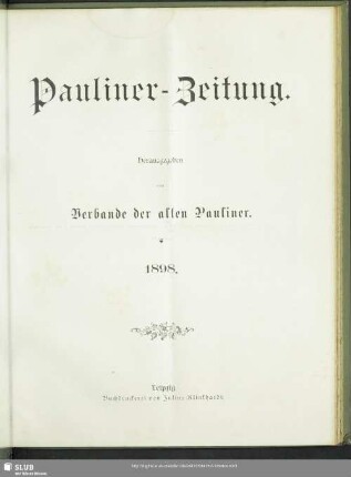 10.1898: Pauliner-Zeitung : Mitteilungen des Verbandes der Alten Pauliner