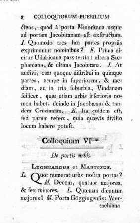 Colloquium VI tum. De portis urbis