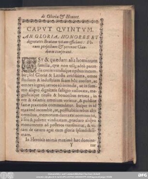 Caput Quintum. An Gloria, Honores Et dignitates Beatam vitam efficiant: Verum perfectum & perenne Gaudium conferant.