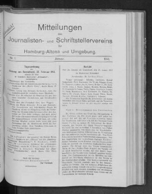 Nr. 1. : Januar. 1913.